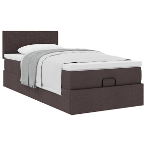 vidaXL Bedframe met matras 100x200cm stof donkerbruin
