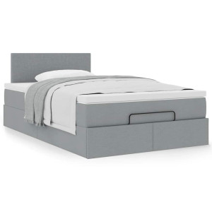 vidaXL Bed met matras 120x190 cm stof lichtgrijs