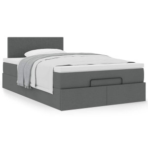 vidaXL Bed met matras 120x190 cm stof donkergrijs
