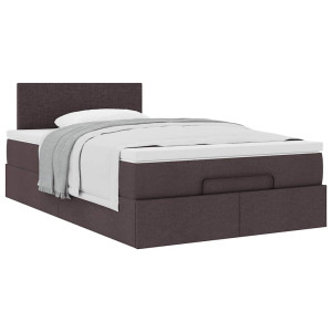vidaXL Bedframe met matras 120x190 cm stof donkerbruin