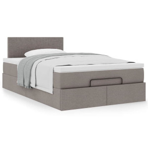 vidaXL Bedframe met matras 120x190 cm stof taupe