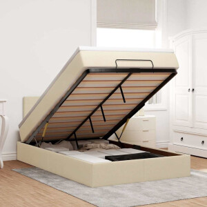 vidaXL Ottoman bed met matras 120x190cm stof crèmekleurig
