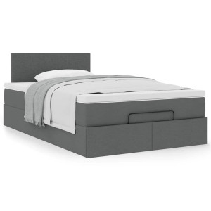 vidaXL Bed met matras 120x200 cm stof donkergrijs