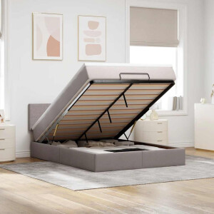 vidaXL Bed met matras 140x200 cm stof taupe