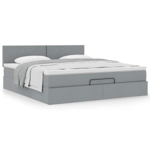 vidaXL Bed met matras 160x200 cm stof lichtgrijs