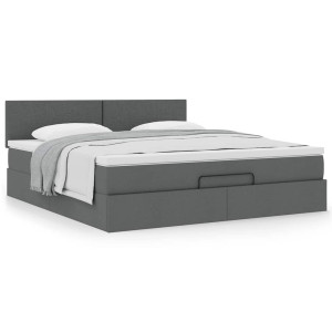 vidaXL Ottoman bed met matras 180x200cm stof donkergrijs