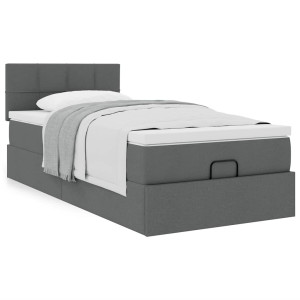 vidaXL Ottoman bed met matras 80x200cm stof donkergrijs