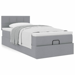 vidaXL Bedframe met matras 90x200cm stof lichtgrijs