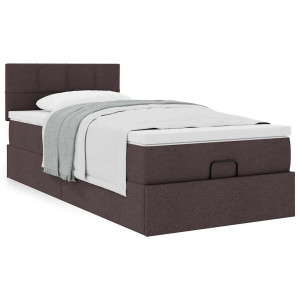 vidaXL Bedframe met matras 100x200cm stof donkerbruin