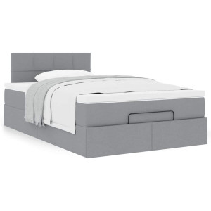 vidaXL Bed met matras 120x190 cm stof lichtgrijs