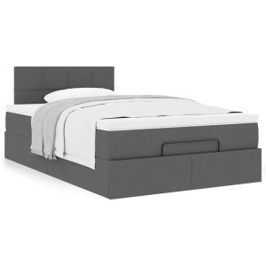 vidaXL Bed met matras 120x190 cm stof donkergrijs