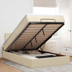 vidaXL Ottoman bed met matras 120x190cm stof crèmekleurig