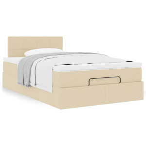 vidaXL Bedframe met matras 120x200cm stof crèmekleurig