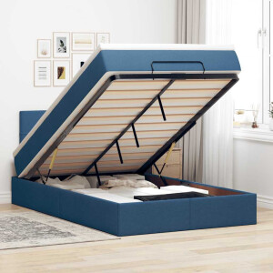 vidaXL Bed met matras 120x200 cm stof blauw
