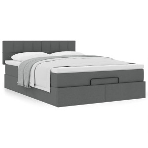 vidaXL Bed met matras 140x190 cm stof donkergrijs