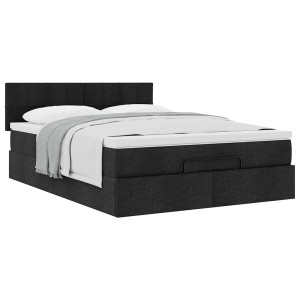 vidaXL Bed met matras 140x200 cm stof zwart