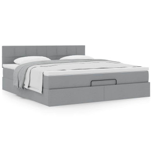 vidaXL Bed met matras 160x200 cm stof lichtgrijs