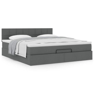 vidaXL Ottoman bed met matras 160x200cm stof donkergrijs