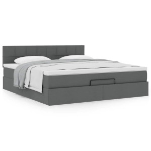 vidaXL Ottoman bed met matras 180x200cm stof donkergrijs