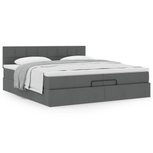vidaXL Ottoman bed met matras 200x200 cm stof donkergrijs