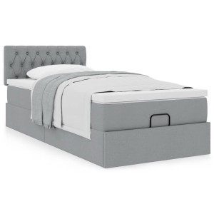 vidaXL Ottoman bed met matras 80x200cm stof lichtgrijs