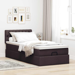 vidaXL Ottoman bed met matras 80x200cm stof donkerbruin