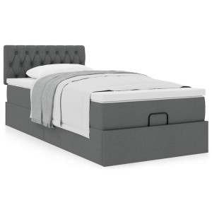 vidaXL Ottoman bed met matras 100x200cm stof donkergrijs