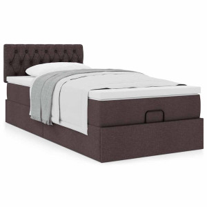 vidaXL Bedframe met matras 100x200cm stof donkerbruin