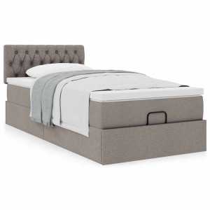 vidaXL Bedframe met matras 100x200cm stof taupe