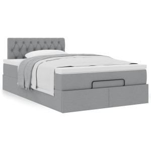 vidaXL Bed met matras 120x190 cm stof lichtgrijs