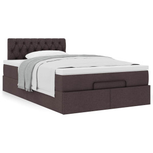 vidaXL Bedframe met matras 120x190 cm stof donkerbruin