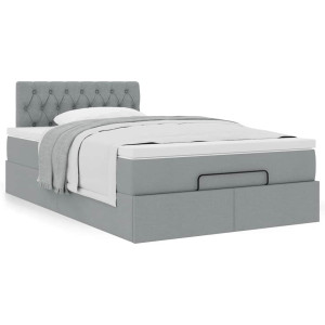 vidaXL Bed met matras 120x200 cm stof lichtgrijs