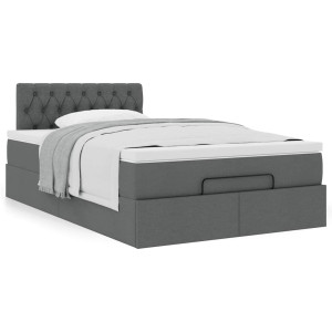 vidaXL Bed met matras 120x200 cm stof donkergrijs