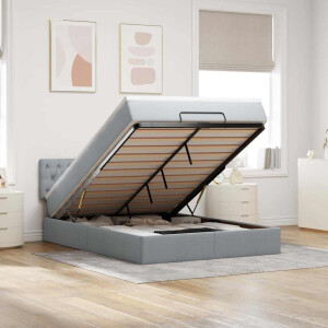 vidaXL Bed met matras 140x190 cm stof lichtgrijs