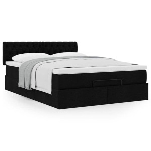 vidaXL Bed met matras 140x190 cm stof zwart
