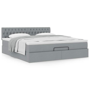vidaXL Bed met matras 160x200 cm stof lichtgrijs