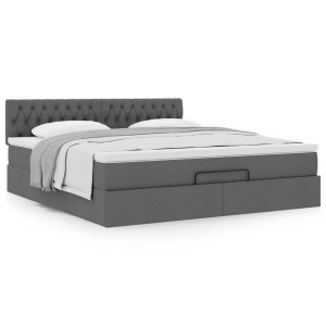 vidaXL Ottoman bed met matras 160x200cm stof donkergrijs