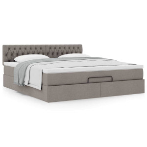 vidaXL Bedframe met matras 160x200cm stof taupe