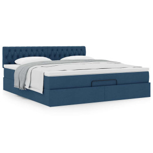 vidaXL Bedframe met matras 160x200cm stof blauw