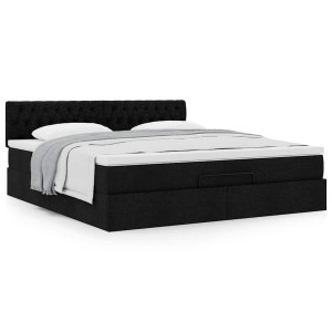 vidaXL Ottoman bed met matras 180x200cm stof zwart
