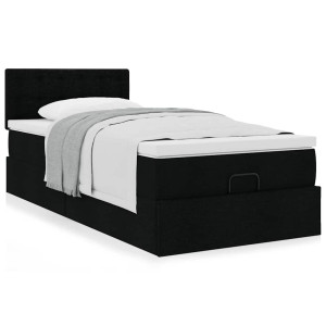 vidaXL Ottoman bed met matras 80x200cm stof zwart