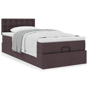 vidaXL Bedframe met matras 80x200cm stof donkerbruin