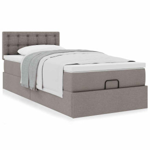 vidaXL Bedframe met matras 90x190cm stof taupe