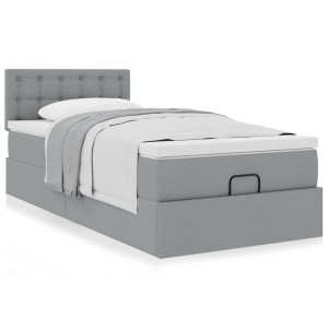 vidaXL Bedframe met matras 90x200cm stof lichtgrijs