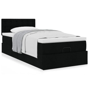 vidaXL Bedframe met matras 100x200cm stof zwart