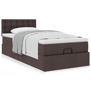 vidaXL Bedframe met matras 100x200cm stof donkerbruin