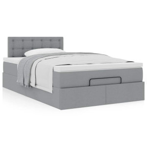 vidaXL Bed met matras 120x190 cm stof lichtgrijs