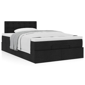 vidaXL Bedframe met matras 120x190 cm stof zwart