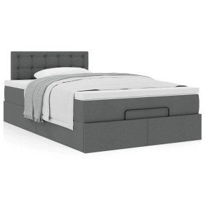 vidaXL Bed met matras 120x200 cm stof donkergrijs