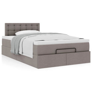 vidaXL Bedframe met matras 120x200cm stof taupe